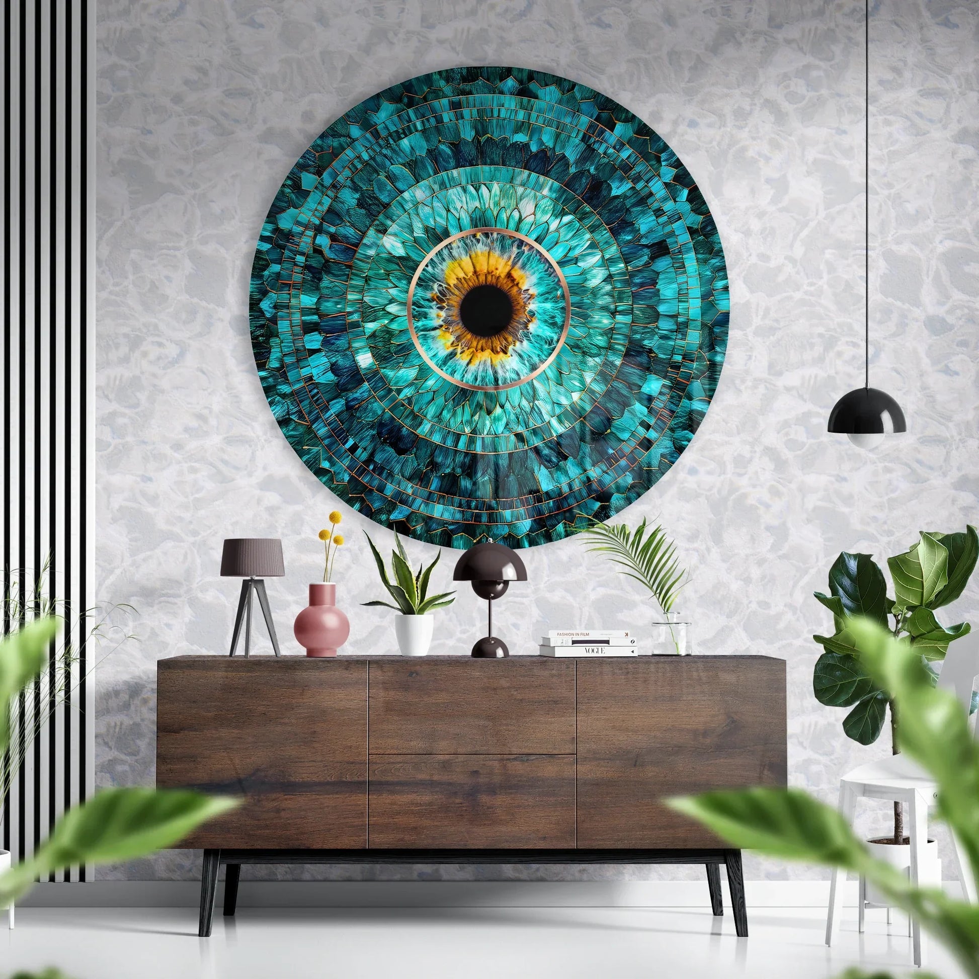 Blue Evil Eye Stained Glass Wall Art | Protective Glass Decor.