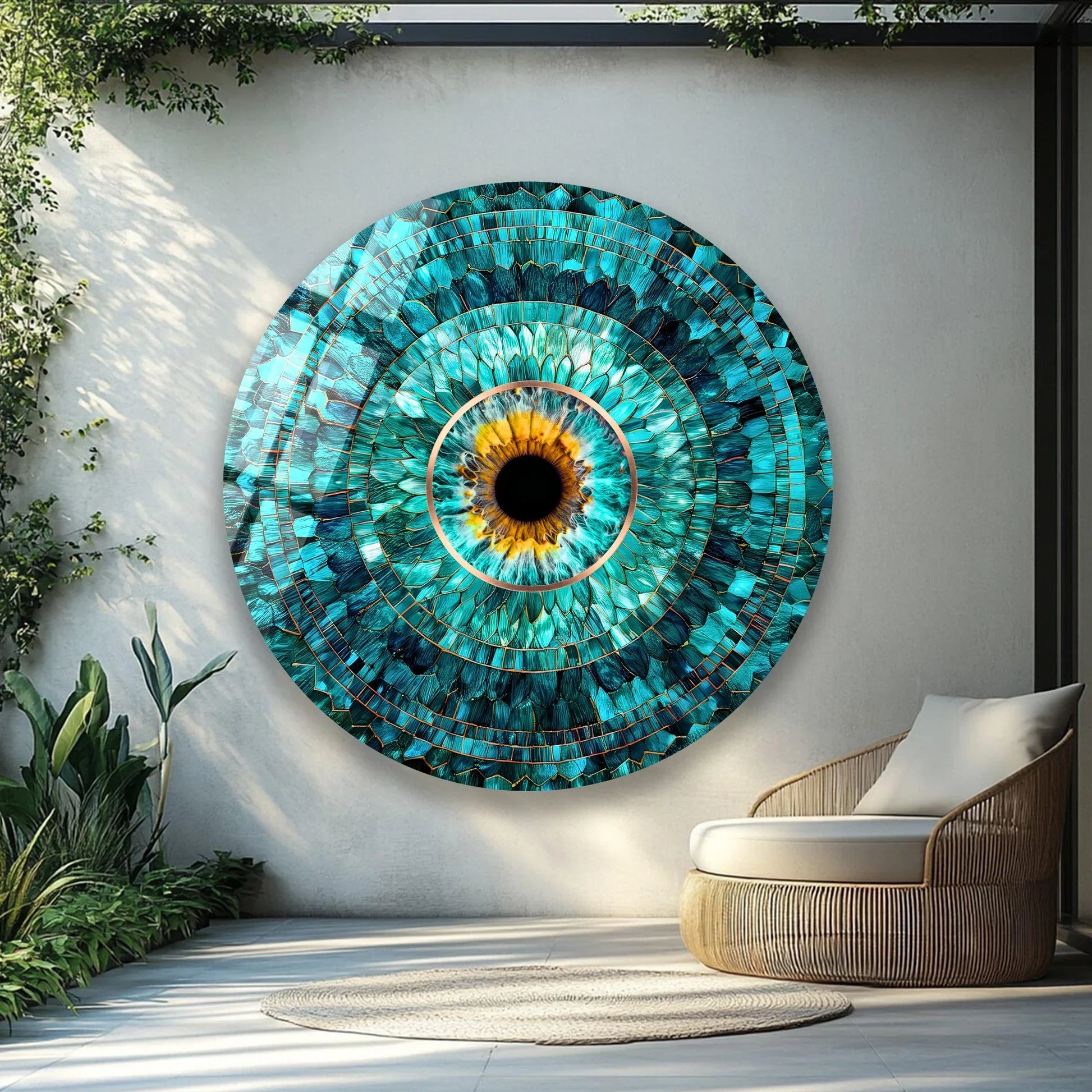 Blue Evil Eye Stained Glass Wall Art | Protective Glass Decor.