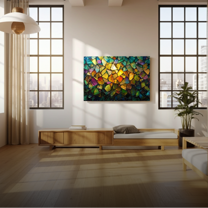 Prismatic Mosaic Glass Wall Art – Colorful Abstract Glass Decor