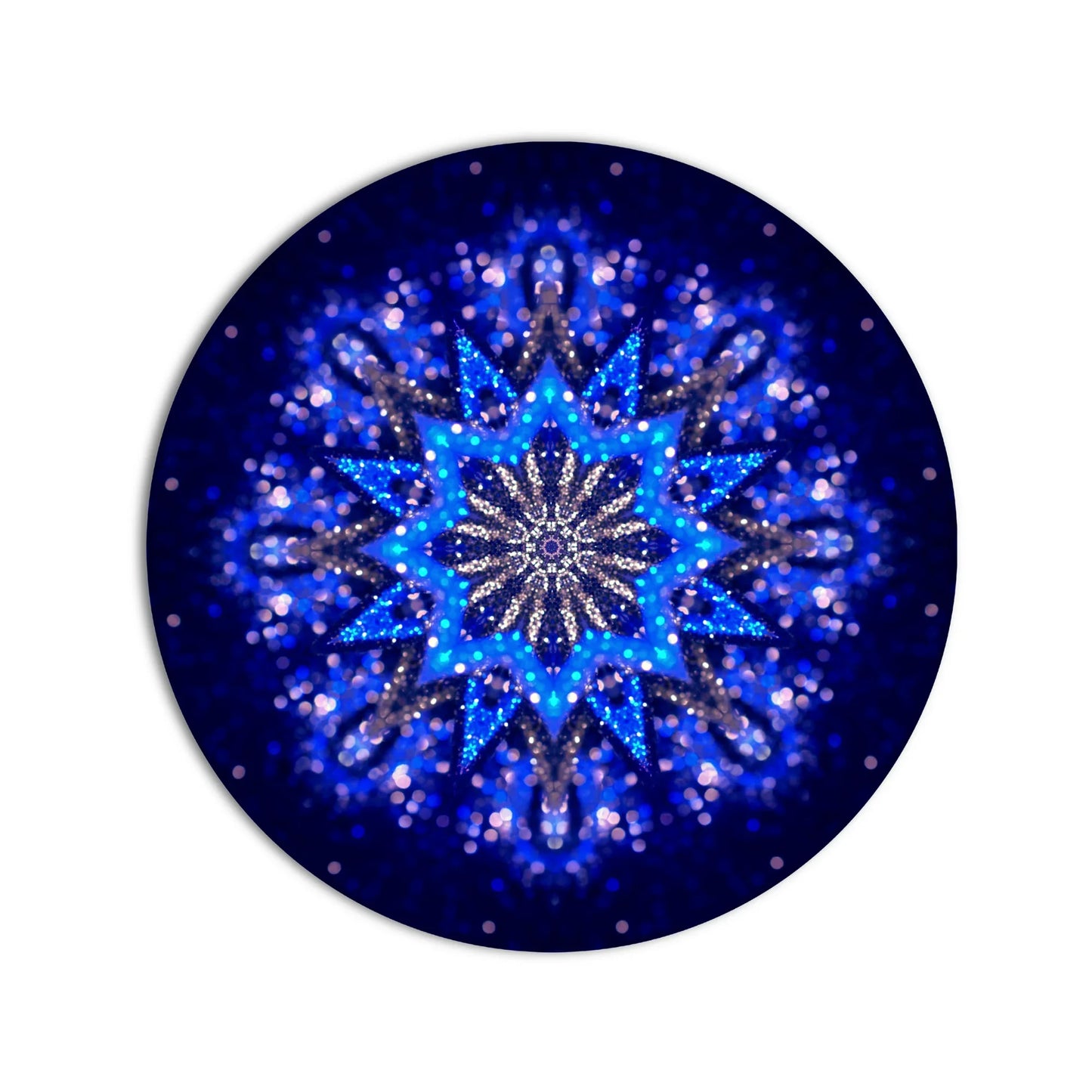 Blue Flower Mandala Glass Wall Art.