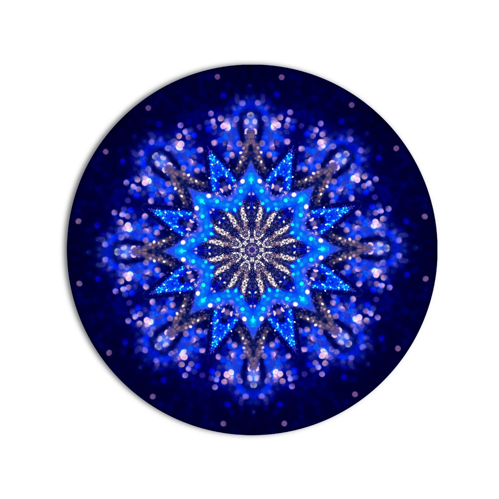Blue Flower Mandala Glass Wall Art.