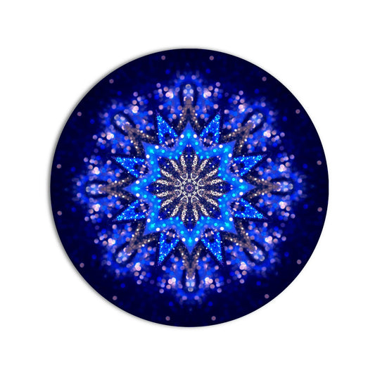 Blue Flower Mandala Glass Wall Art.