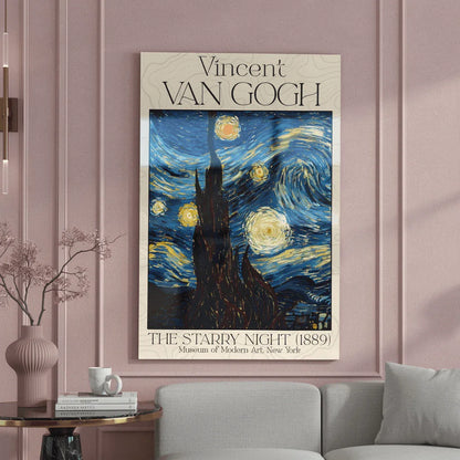 Vincent Van Gogh Starry Night Glass Wall Art.