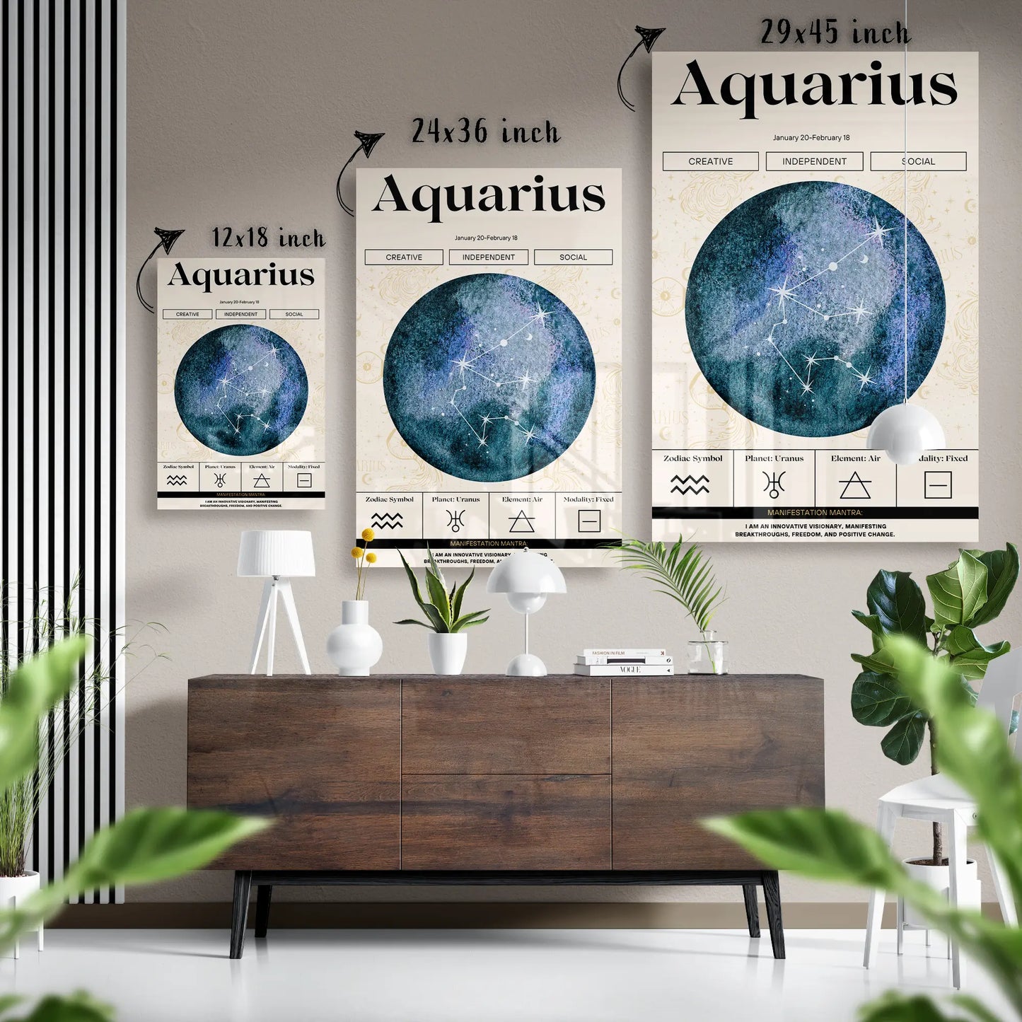Aquarius Zodiac Glass Poster