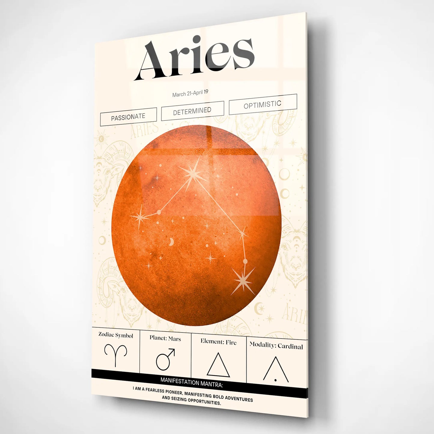 Aries Zodiac Glass Poster – Constellation Wall Art