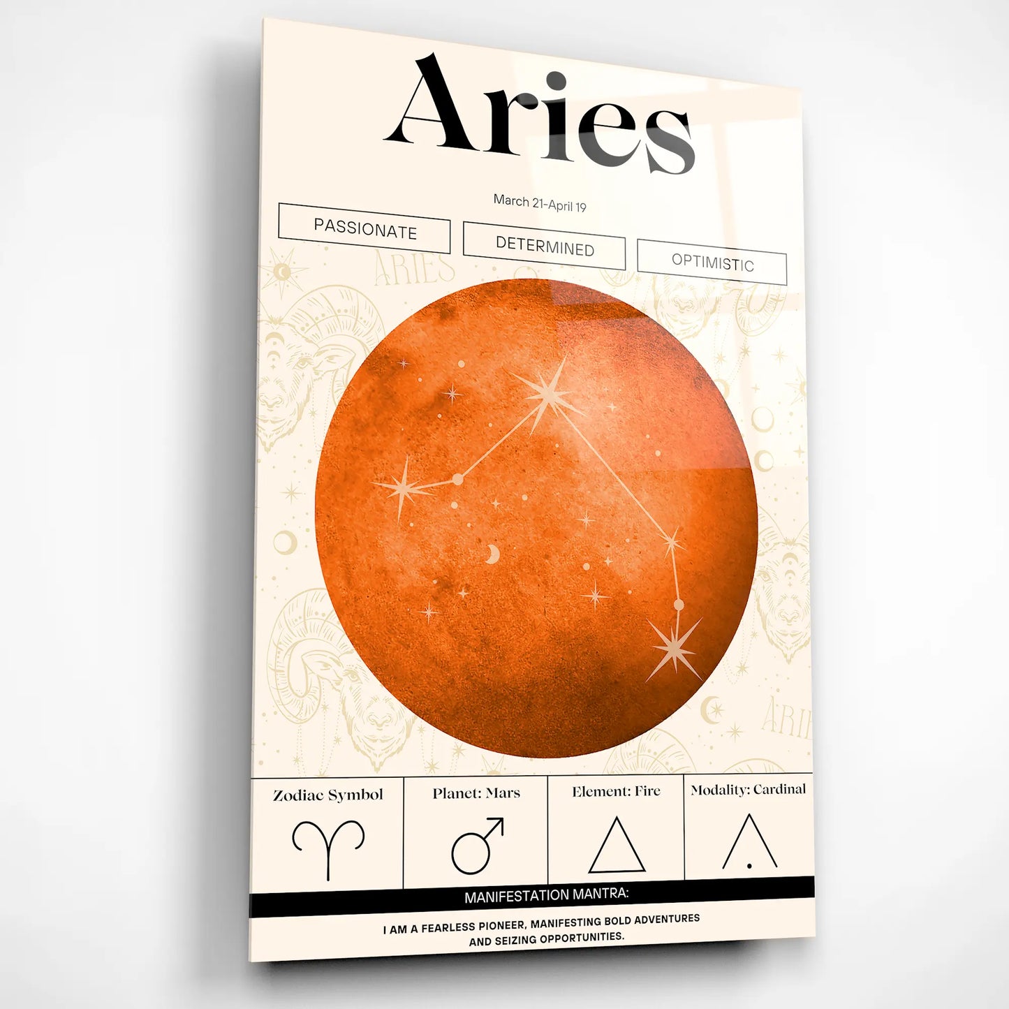 Aries Zodiac Glass Poster – Constellation Wall Art