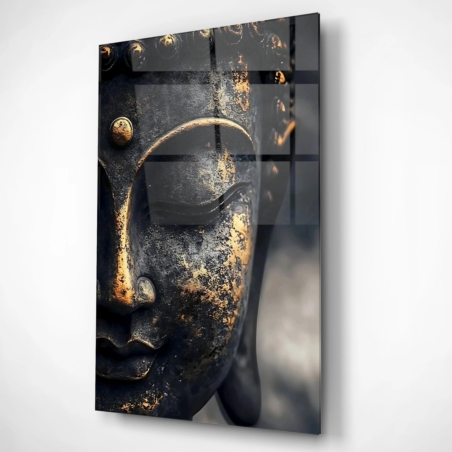 Golden Gaze Buddha Glass Poster