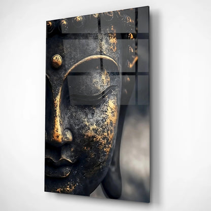 Golden Gaze Buddha Glass Poster