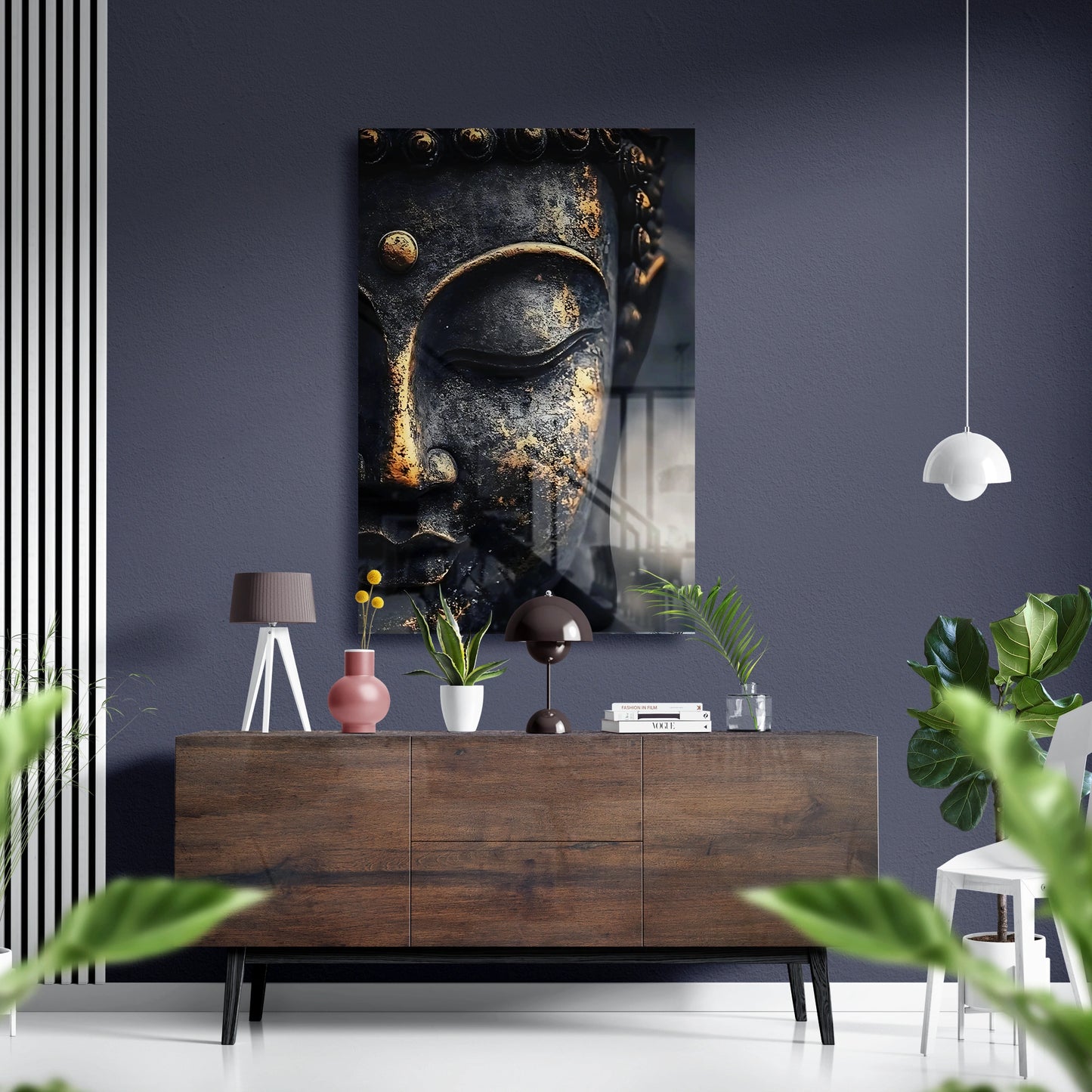 Golden Gaze Buddha Glass Poster