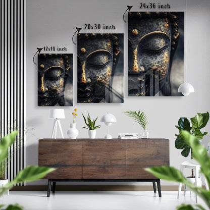Golden Gaze Buddha Glass Poster
