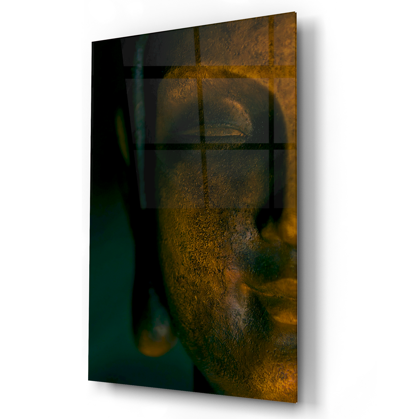 Buddha Nirvana Half Face Glass Wall Art