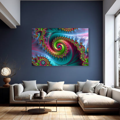 Abstract Fractal Spiral Glass Wall Art