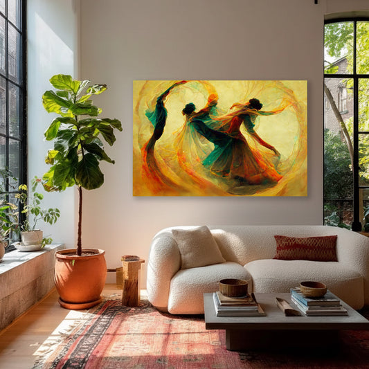 Radiant Dance Energy – Abstract Movement Glass Wall Art