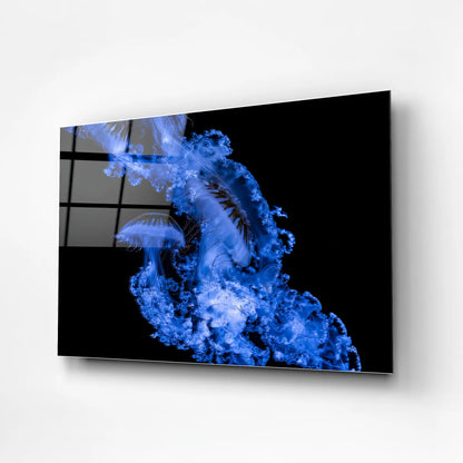 Luminous Drift – Ethereal Jellyfish Glass Poster
