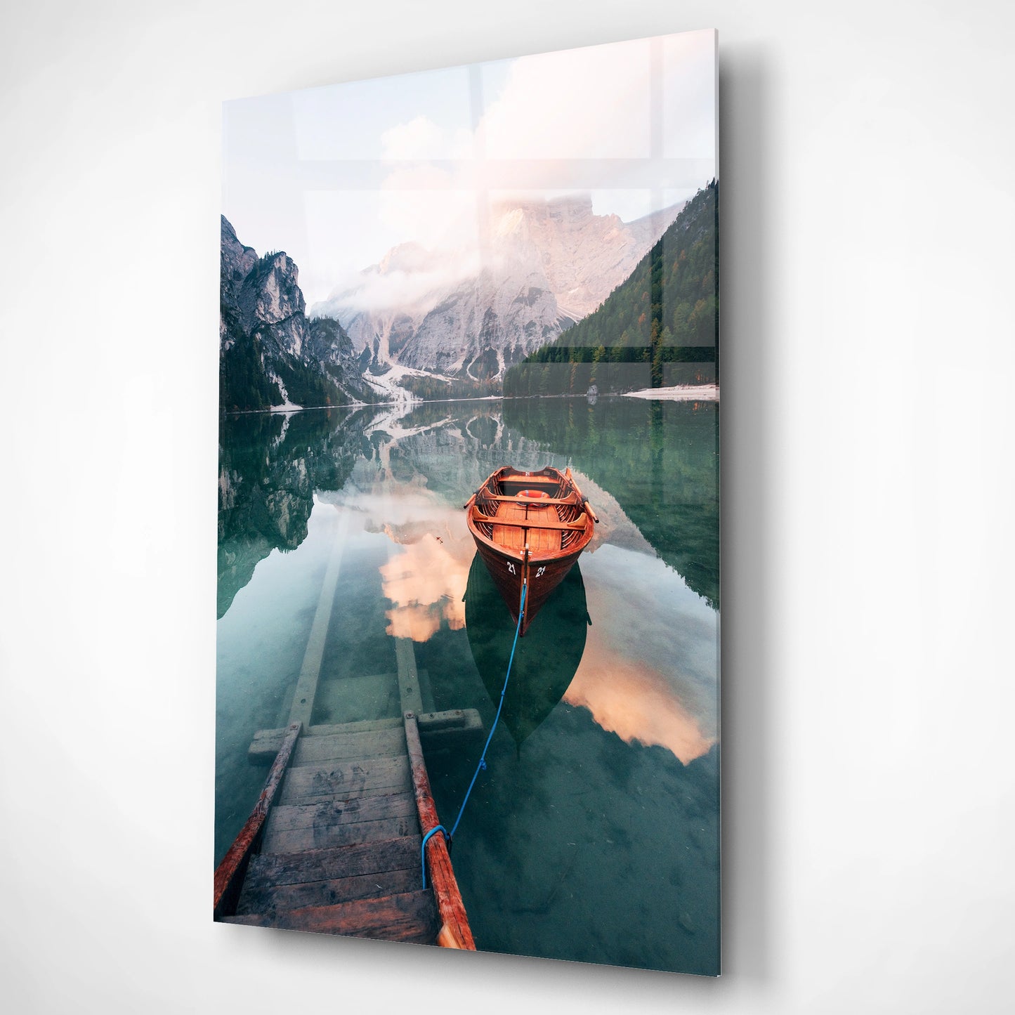 Whispers of Dawn Lakeside Glass Poster