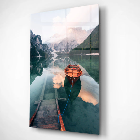 Whispers of Dawn Lakeside Glass Poster