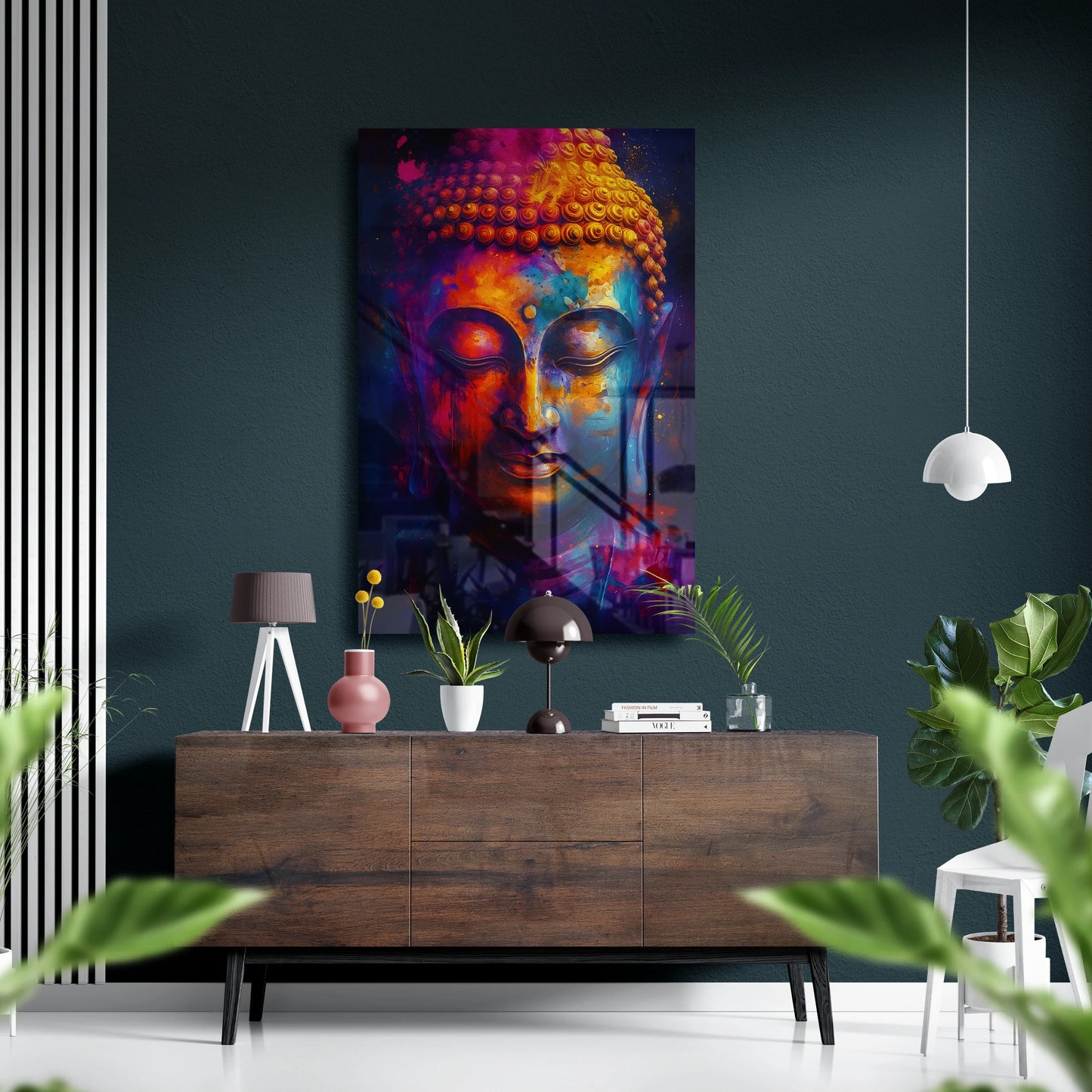 Radiant Serenity – Buddha Glass Poster