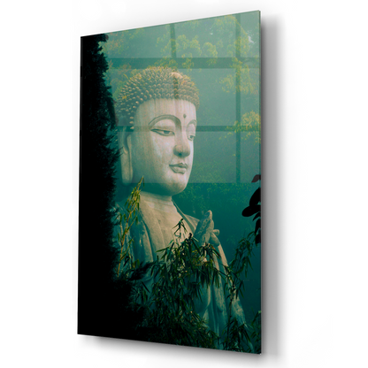 Harmony in Stillness Buddha Glass Wall Art