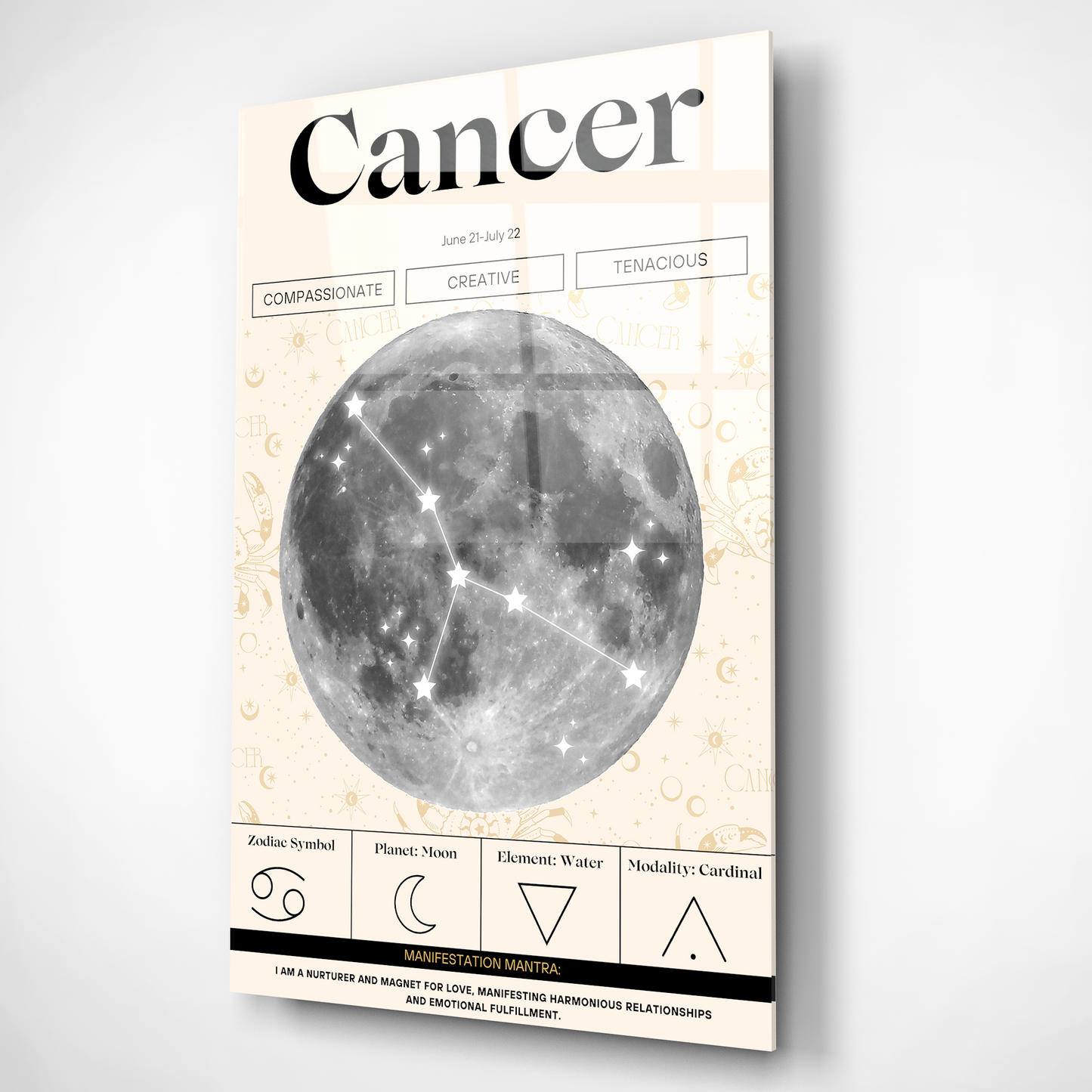 Cancer Zodiac Glass Poster