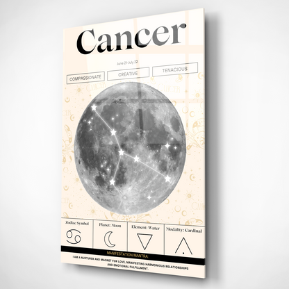 Cancer Zodiac Glass Poster