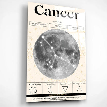 Cancer Zodiac Glass Poster