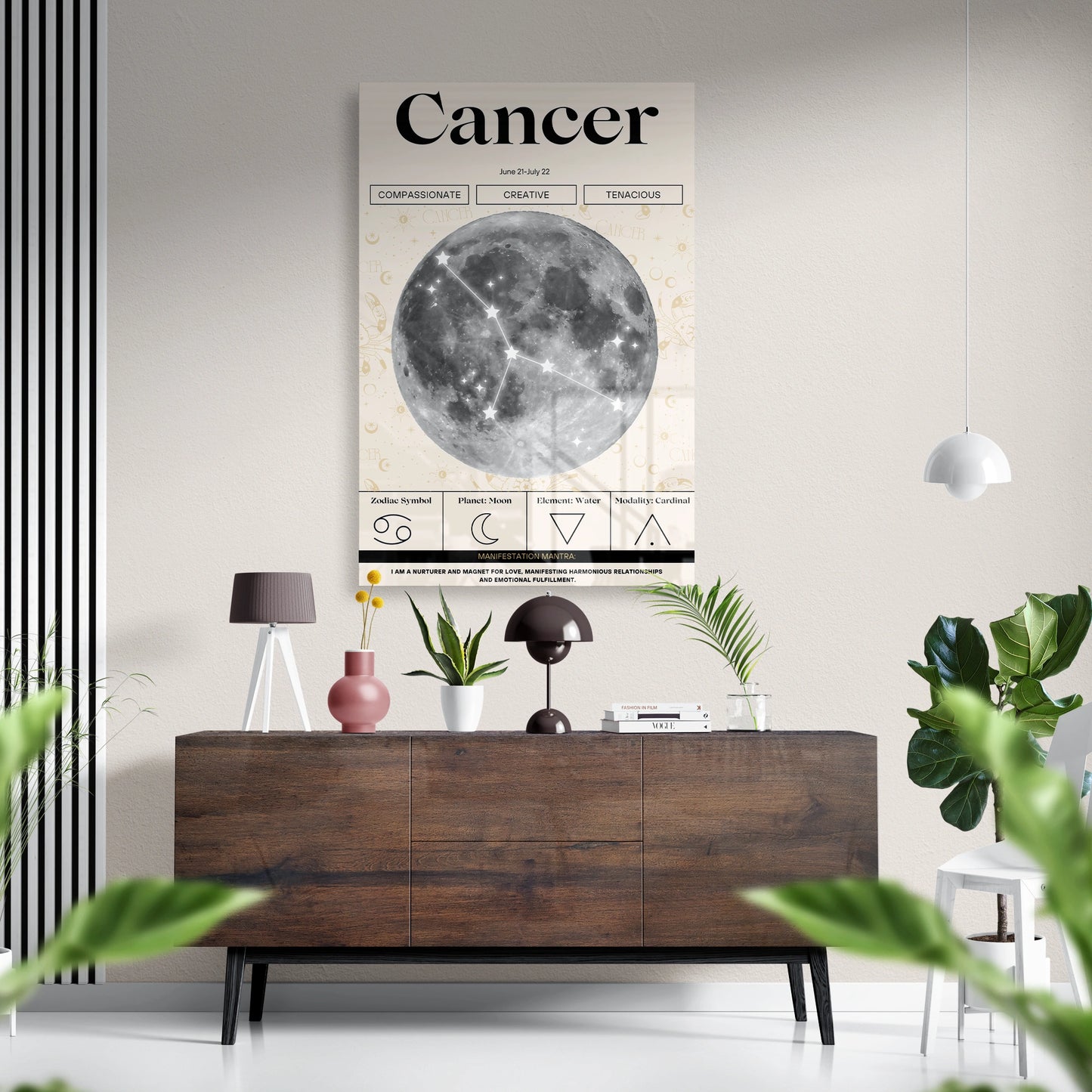 Cancer Zodiac Glass Poster