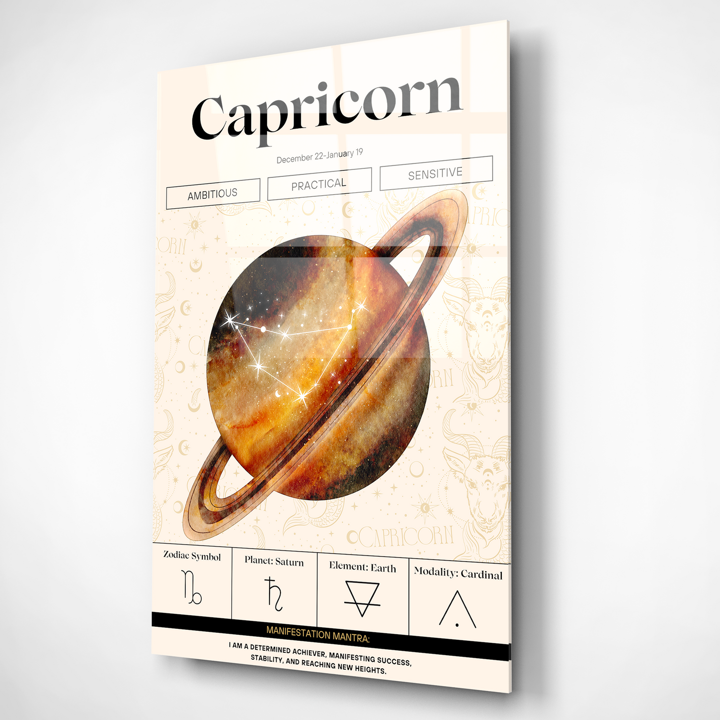 Capricorn Zodiac Glass Poster