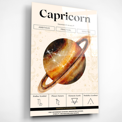 Capricorn Zodiac Glass Poster
