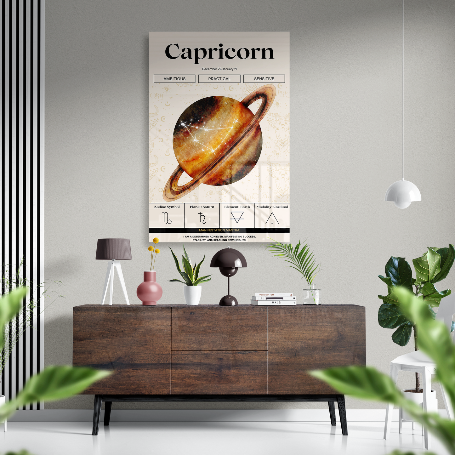 Capricorn Zodiac Glass Poster