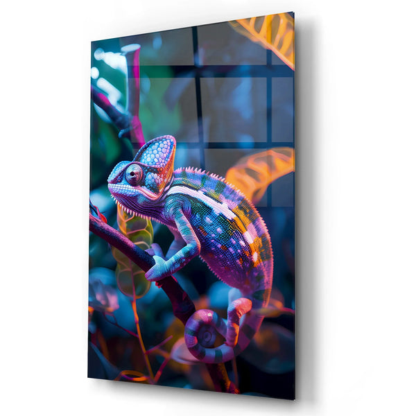 Chromatic Chameleon Glass Wall Art – Colorful Modern Glass Decor.