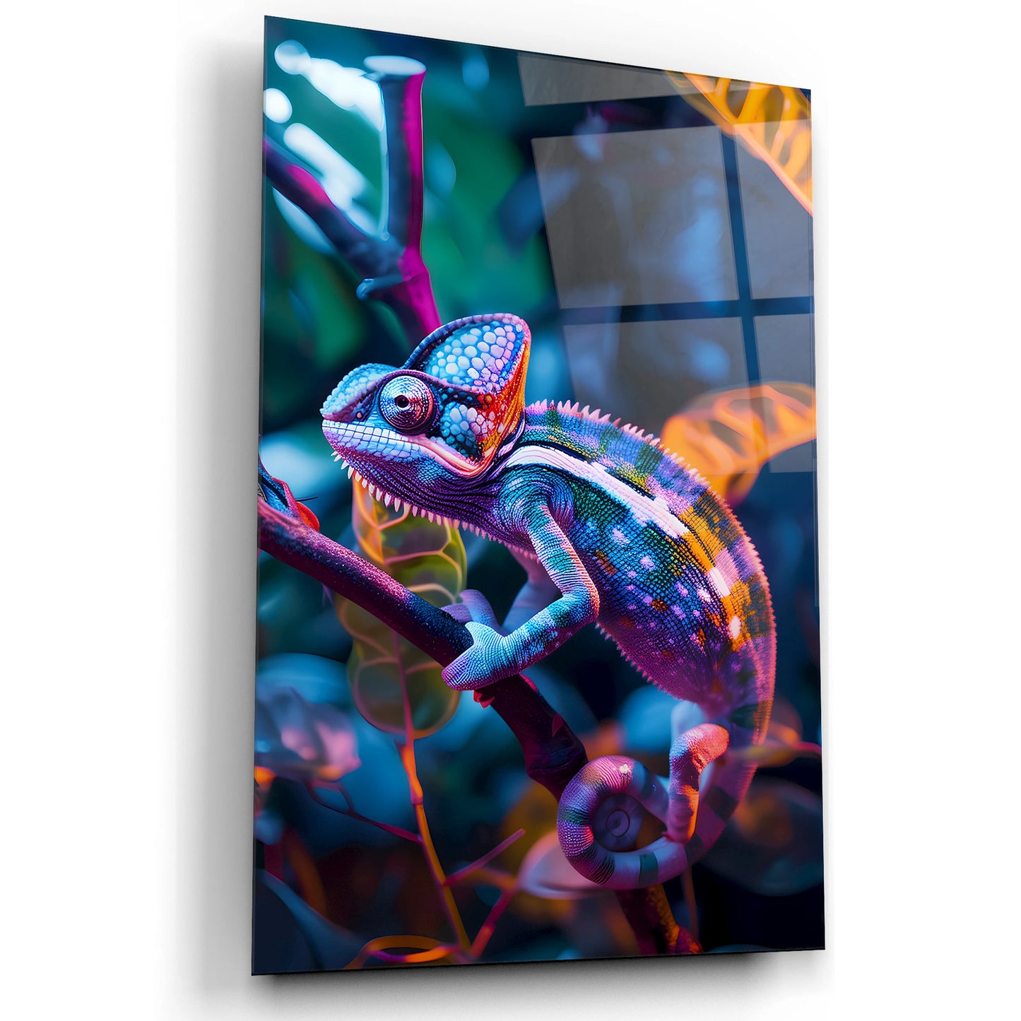 Chromatic Chameleon Glass Wall Art – Colorful Modern Glass Decor
