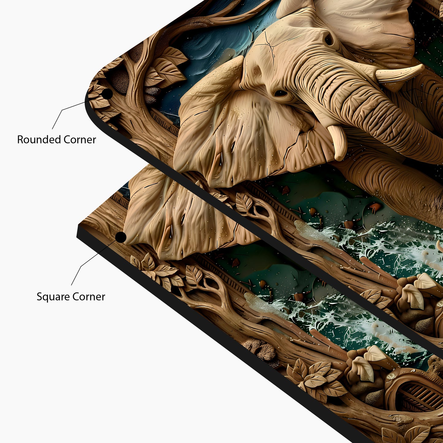 3D Abstract Elephant Glass Wall Art