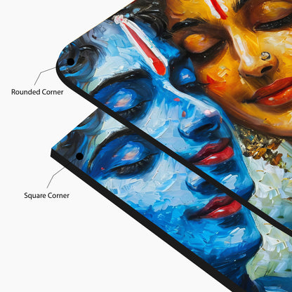 Divine Union Radha Krishna Glass Wall Art