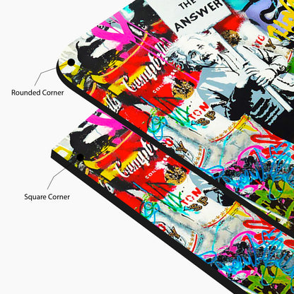 Einstein Love Is the Answer Banksy Style Glass Wall Art