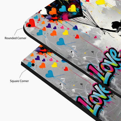 Love Takes Flight Banksy Style Glass Wall Art