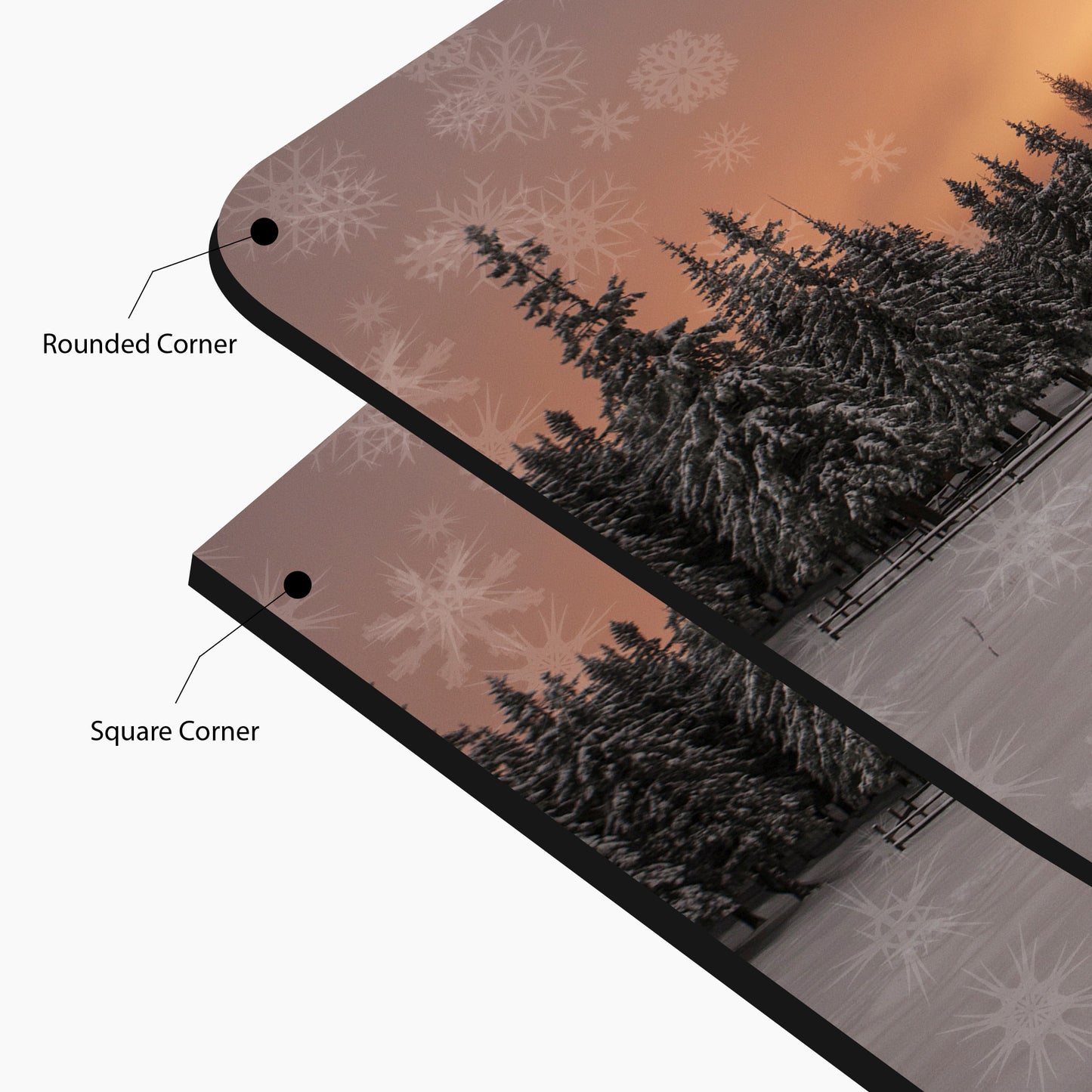 Holiday Golden Winter Sunset – Snow Cabin Wilderness Glass Art