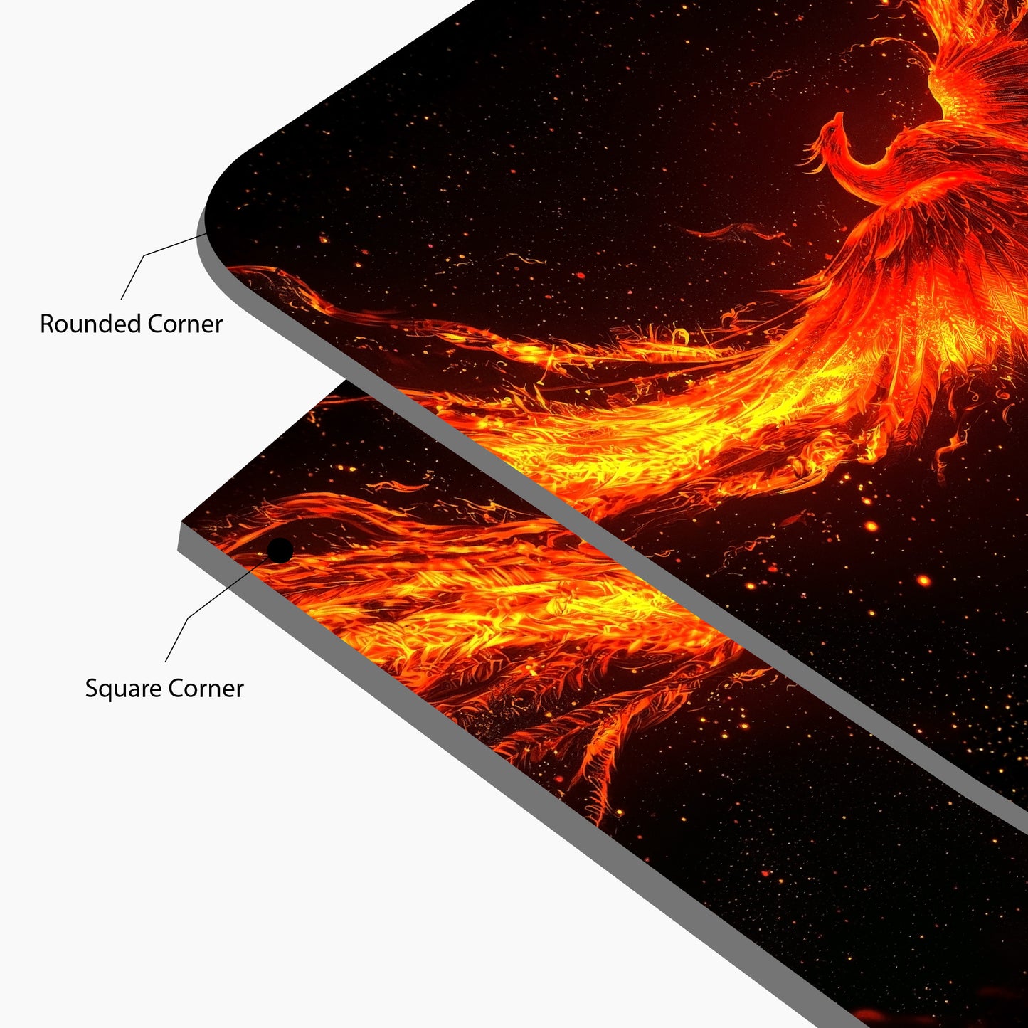 Phoenix Rising in Flames – Fiery Bird Glass Wall Art