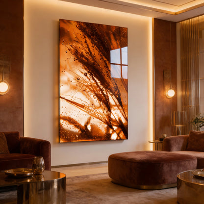 Golden Natural Harmony Glass Wall Art