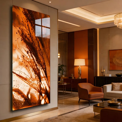 Golden Natural Harmony Glass Wall Art