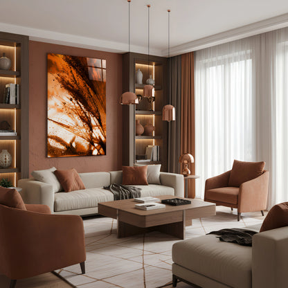 Golden Natural Harmony Glass Wall Art