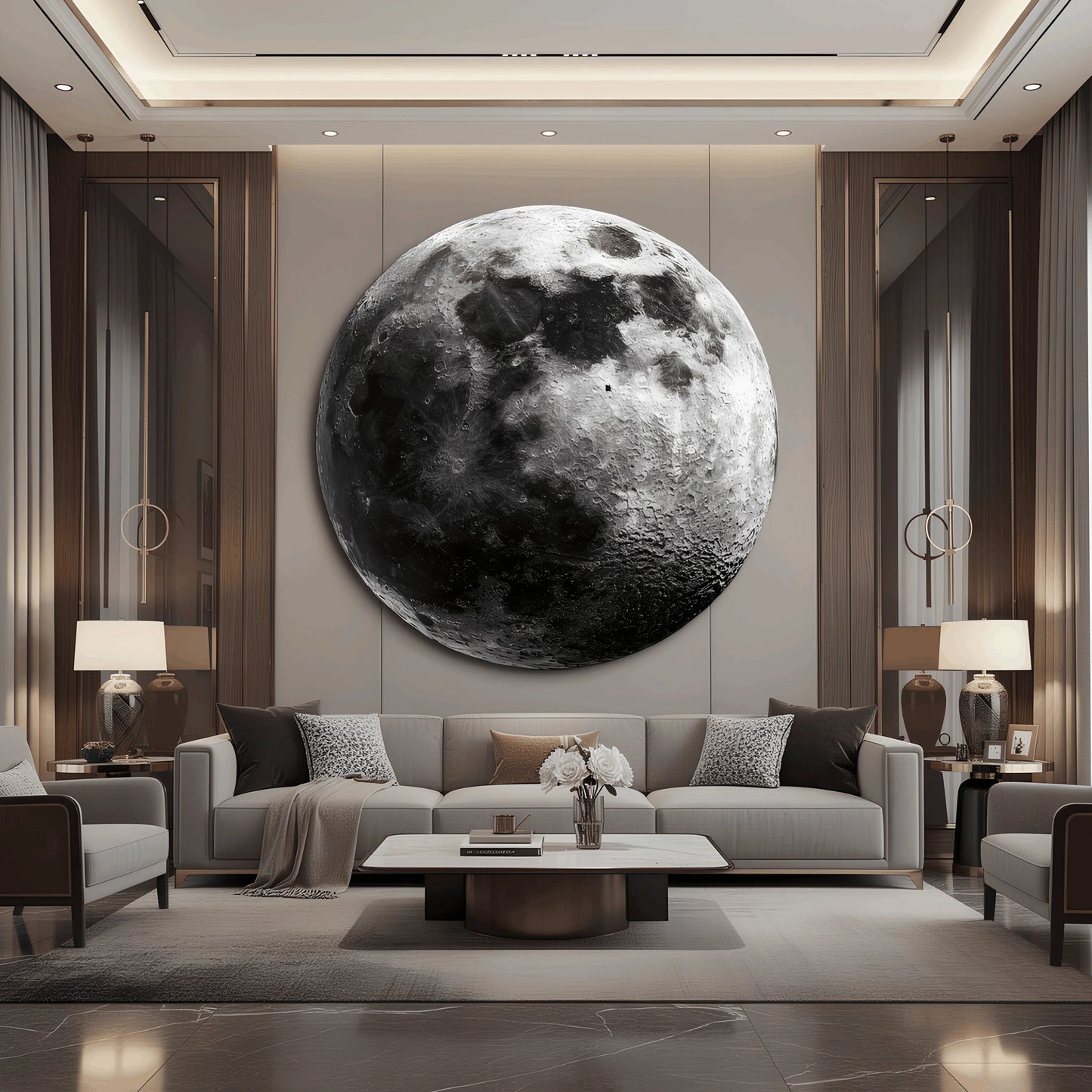 Full Moon Glass Wall Art.