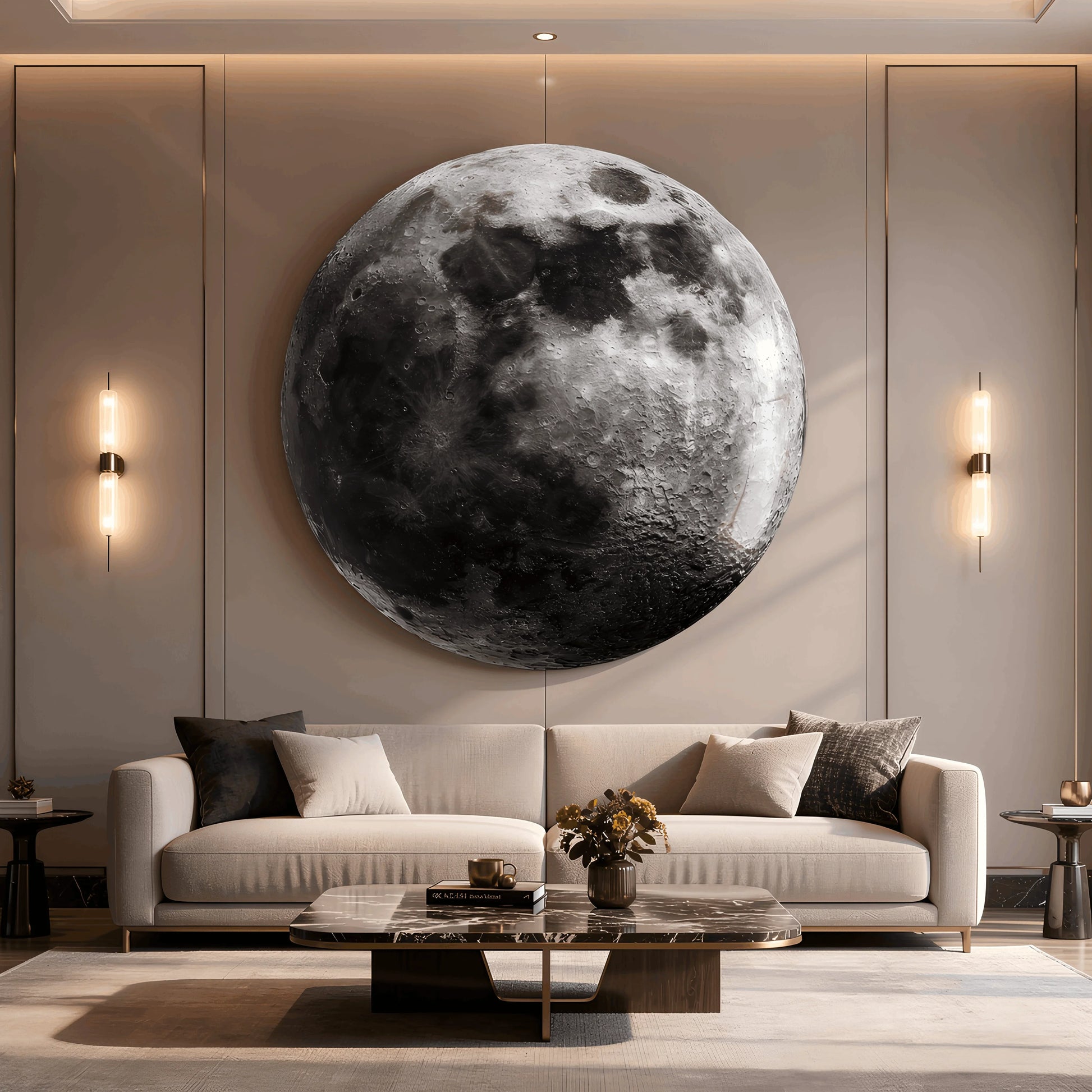 Full Moon Glass Wall Art.