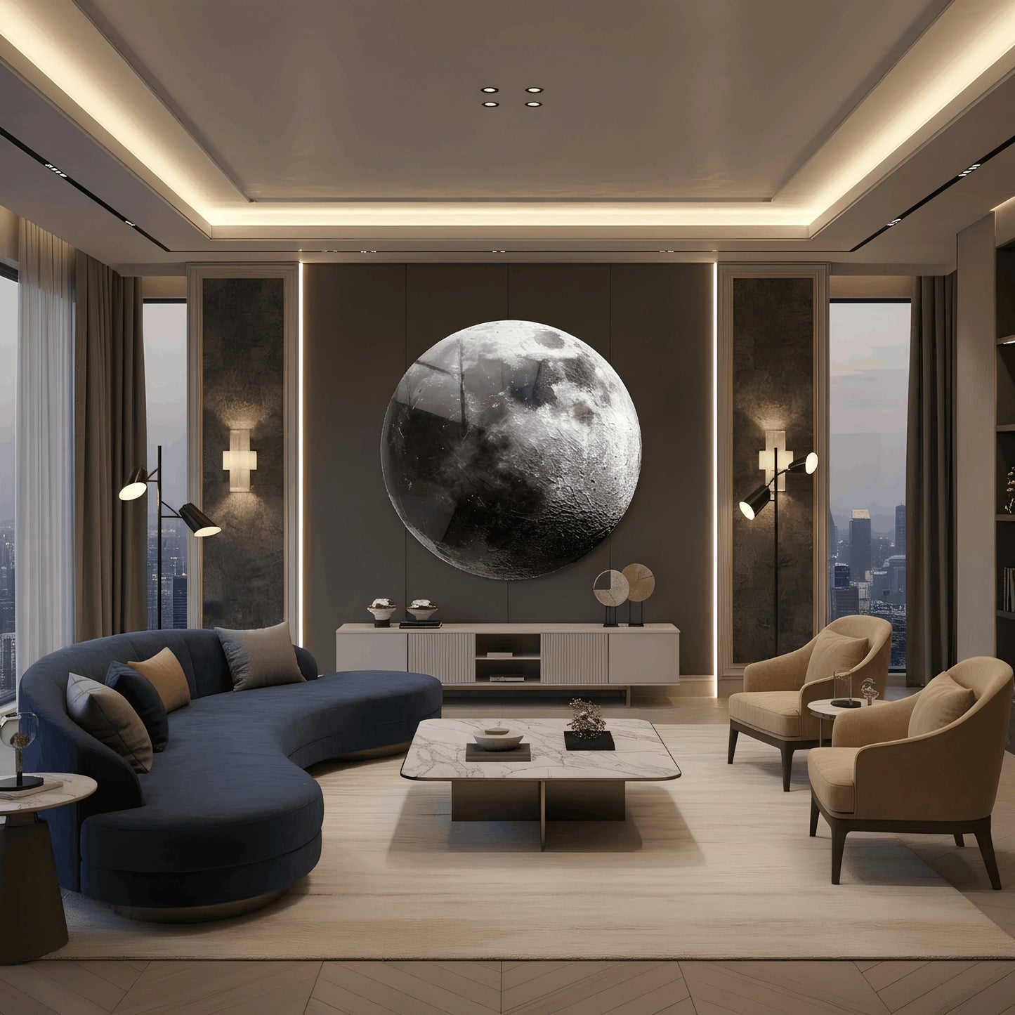 Full Moon Glass Wall Art.