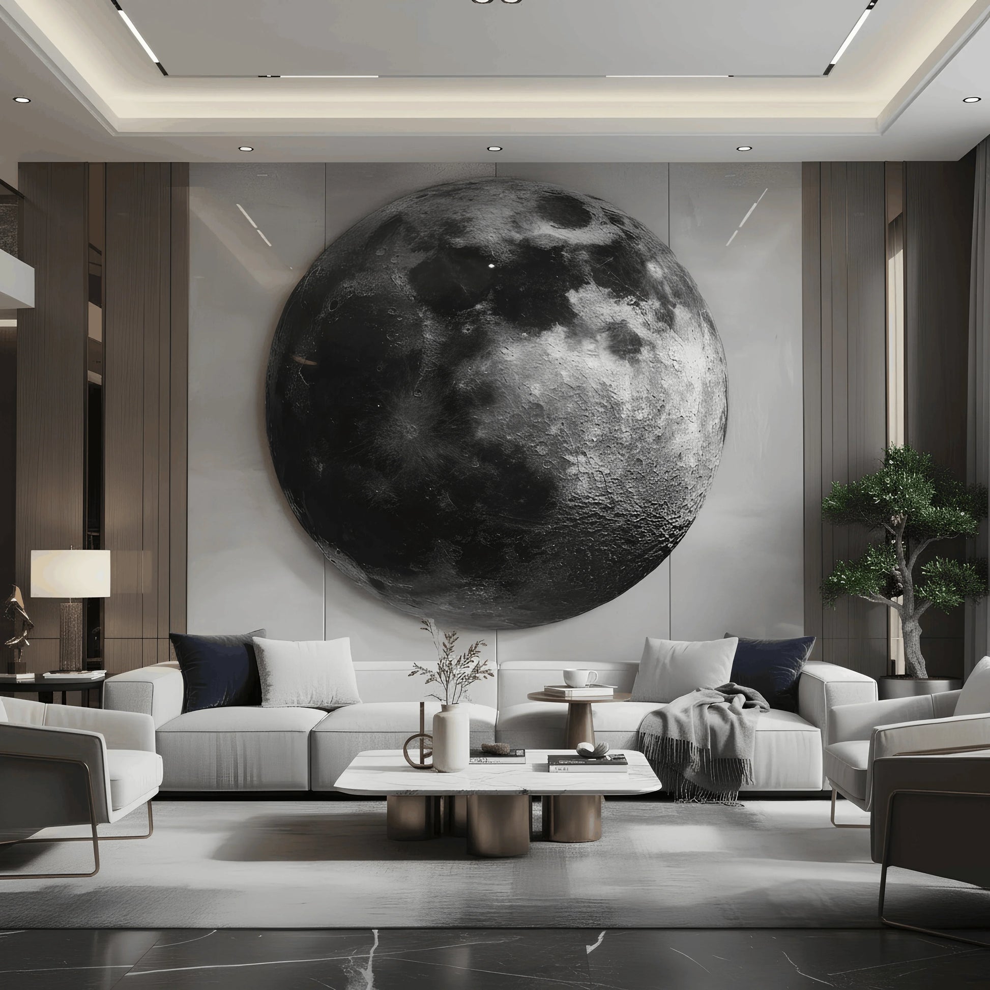 Full Moon Glass Wall Art.