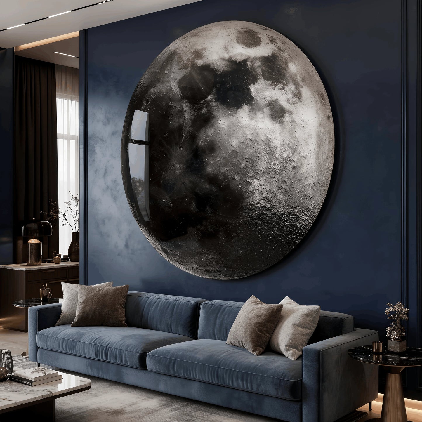 Full Moon Glass Wall Art.