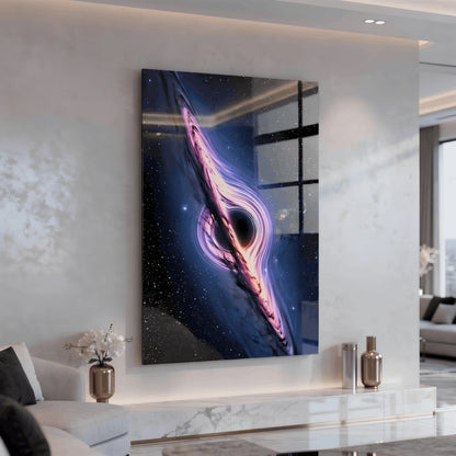 Black Hole – Luminous Cosmic Glass Wall Art.