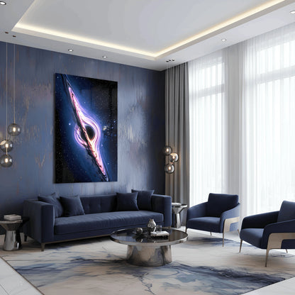 Black Hole – Luminous Cosmic Glass Wall Art.
