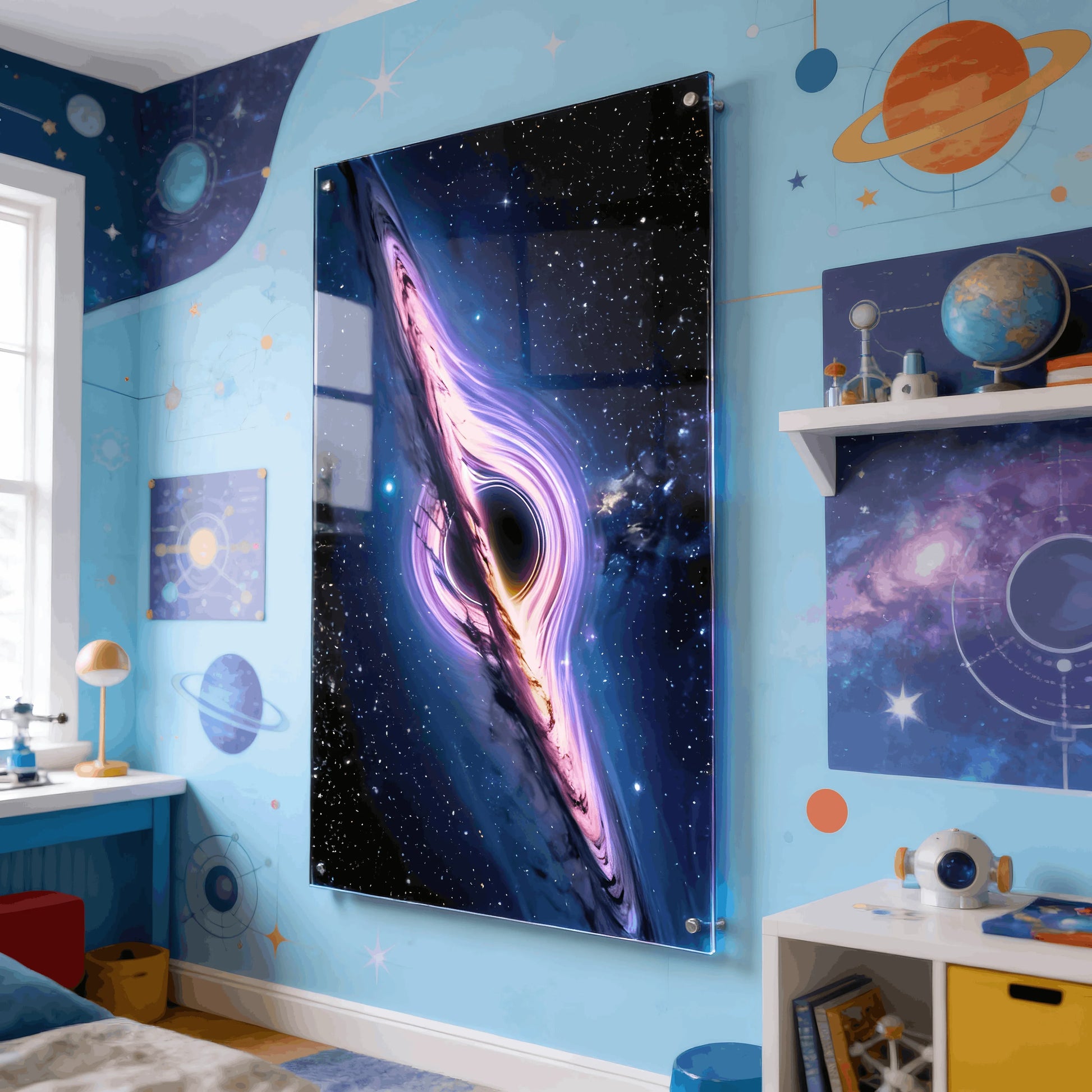 Black Hole – Luminous Cosmic Glass Wall Art.