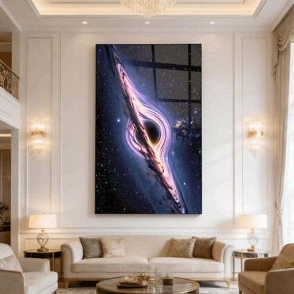 Black Hole – Luminous Cosmic Glass Wall Art.