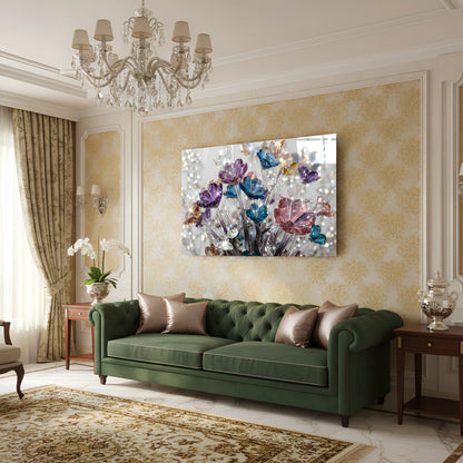 Crystal Flower Bouquet Glass Wall Art